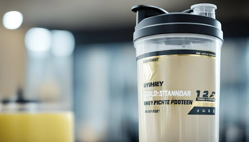 Protein shaker with protein mix in black cover