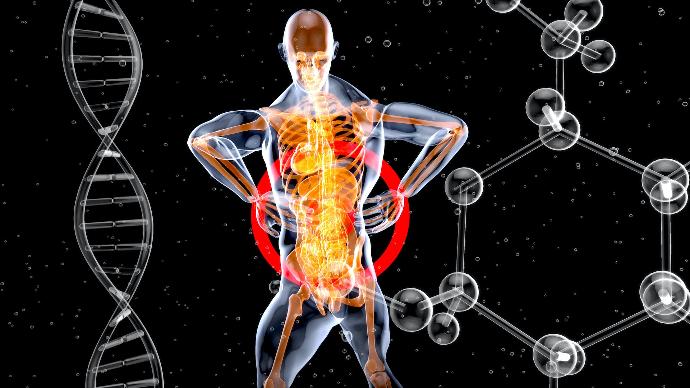 Uma imagem isométrica de um DNA do corpo humano