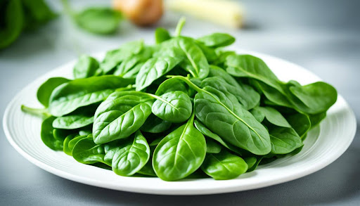 Un plato lleno de espinacas que ayuda a mejorar la salud de muchas maneras