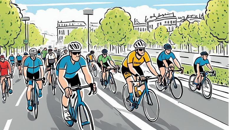 Group of cyclists riding on the street