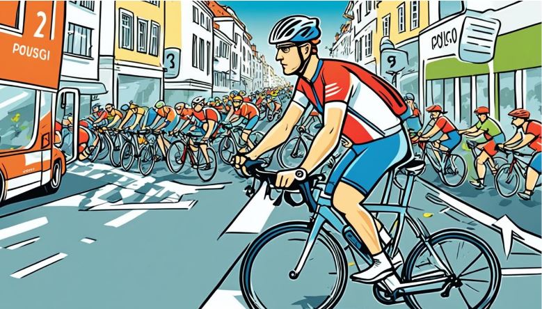 Cartoonize people cycling along the road