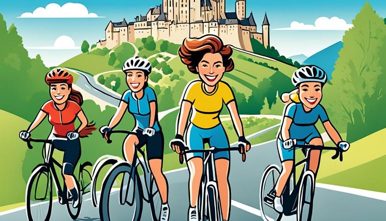 A female cyclist smiling with bike